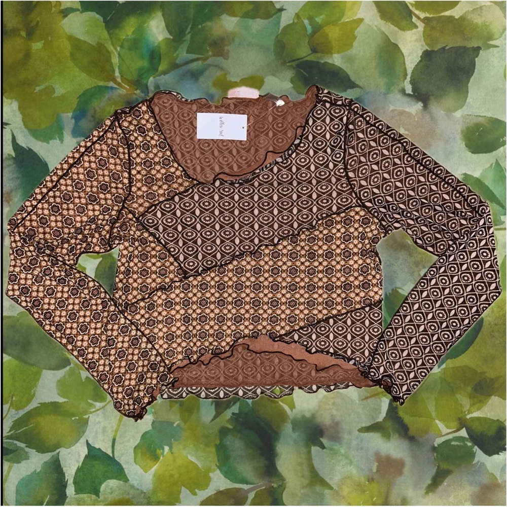 Nwt Patchwork Mesh Whimsigoth Top - image 1